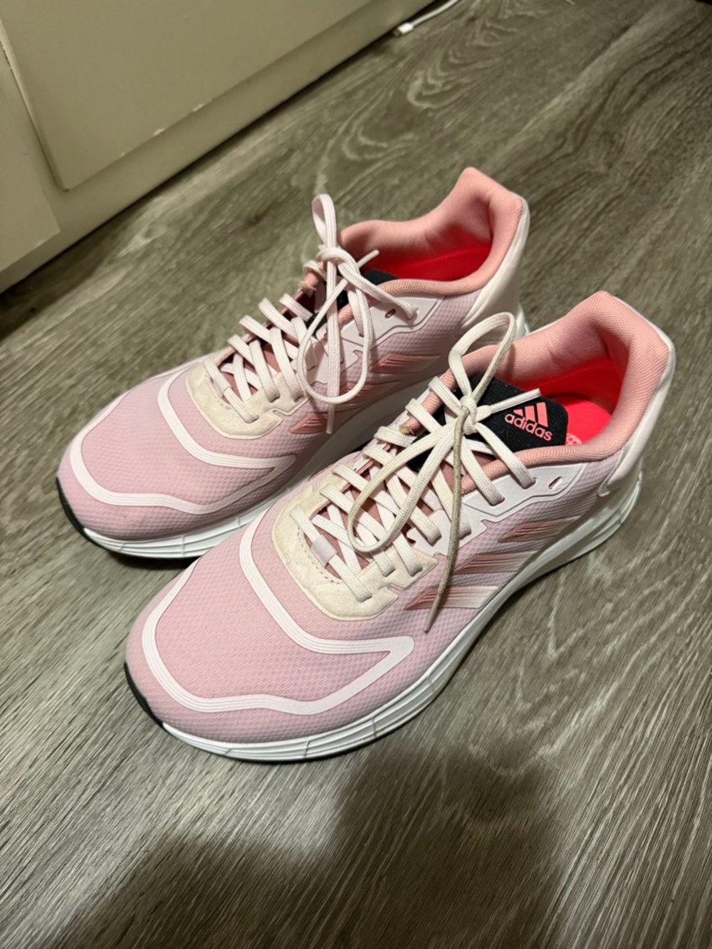 Pink Adidas Duramo 10 running shoes